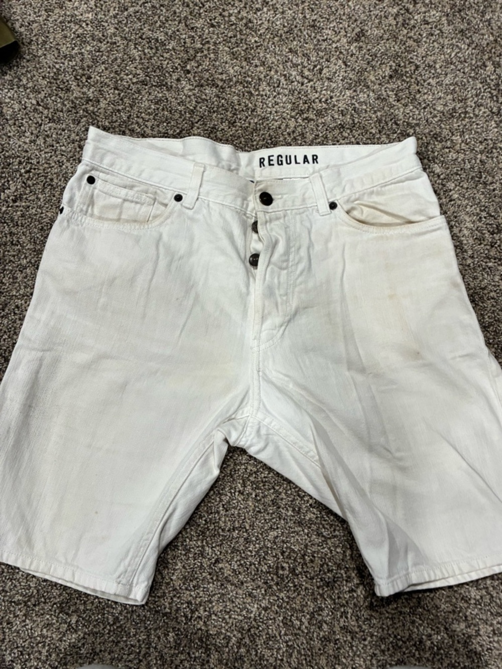 H&M White Denim Shorts Size 30 Button Fly Regular Fit Summer